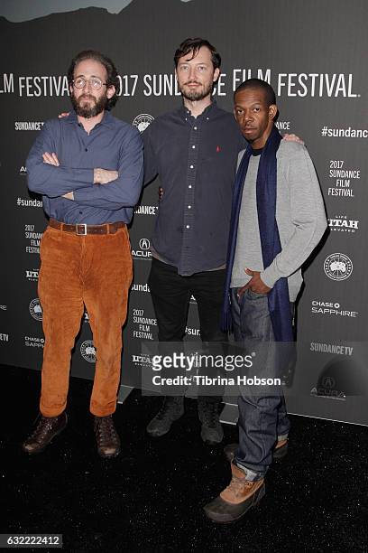 Actor Bene Coopersmith, director Dustin Guy Defa and George Sample III attend "Person To Person" Premiere during the 2017 Sundance Film Festival at...