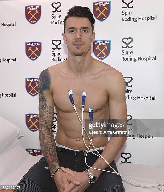 West Ham United Unveil New Signing Jose Fonte seen here at Spire Roding Hospital undergoing his medical on January 20, 2017 in London, England.