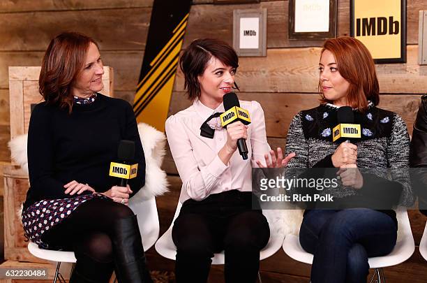 Actresses Molly Shannon, Kate Micucci and Aubrey Plaza of "The Little Hours" attend The IMDb Studio featuring the Filmmaker Discovery Lounge,...