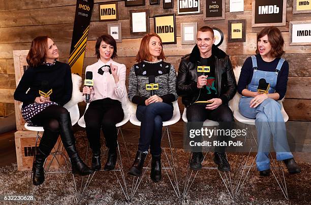 Actors Molly Shannon, Kate Micucci, Aubrey Plaza, Dave Franco and Alison Brie of "The Little Hours" attend The IMDb Studio featuring the Filmmaker...