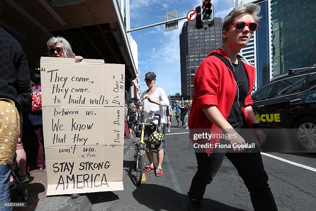 New Zealanders Take Part In Women's March To Protest Trump Inauguration