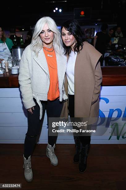 Singer Bebe Rexha and actress Emmanuelle Chriqui warm up at the SPLENDA® Naturals café on January 20th in Park City,Utah.