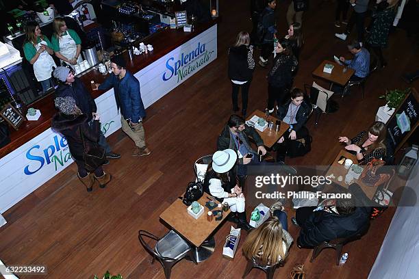 Guests warm up at the SPLENDA® Naturals café on January 20th in Park City,Utah.