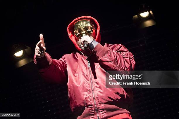 German rapper Sido performs live during a concert at the Columbiahalle on January 20, 2017 in Berlin, Germany.