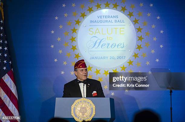 Charles E. Schmidt, National Commander of The American Legion, speaks during the Veterans Inaugural Ball at The Renaissance Hotel on January 20, 2017...