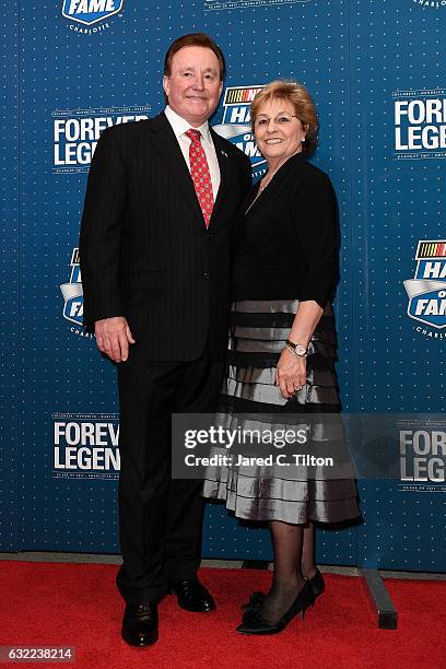 Hall of Fame inductee Richard Childress poses on the red carpet with his wife Judy prior to the NASCAR Hall of Fame Class of 2017 Induction Ceremony...