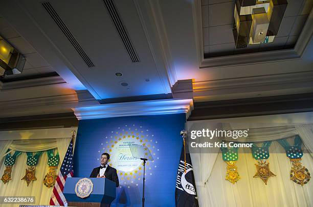 Speaker of the House Paul Ryan speaks during the Veterans Inaugural Ball at The Renaissance Hotel on January 20, 2017 in Washington, DC.