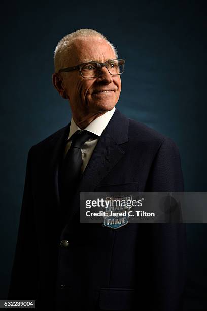 Hall of Fame inductee Mark Martin poses for a portrait prior to the NASCAR Hall of Fame Class of 2017 Induction Ceremony at NASCAR Hall of Fame on...