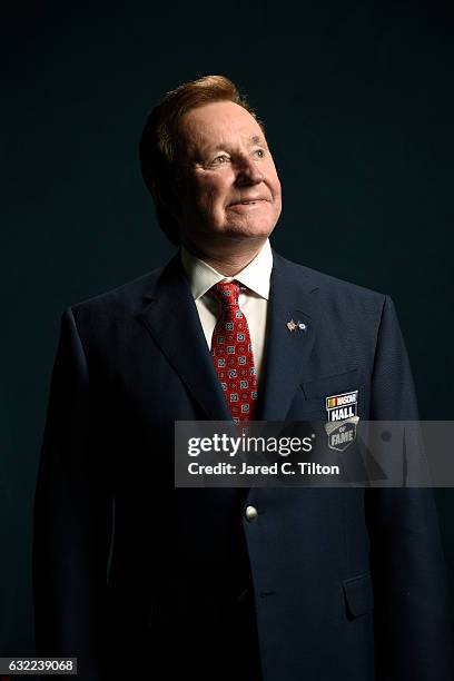 Hall of Fame inductee Richard Childress poses for a portrait prior to the NASCAR Hall of Fame Class of 2017 Induction Ceremony at NASCAR Hall of Fame...