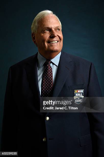 Hall of Fame inductee Rick Hendrick poses for a portrait prior to the NASCAR Hall of Fame Class of 2017 Induction Ceremony at NASCAR Hall of Fame on...