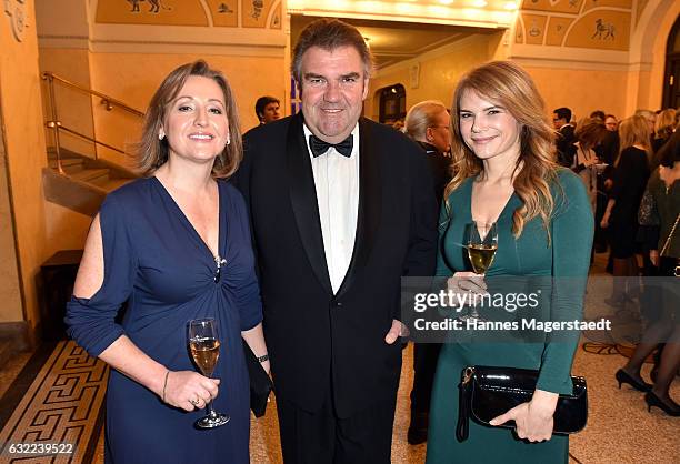 Senta Auth, Peter Rappenglueck and Silke Popp attend the Bayerischer Filmpreis 2017 at Prinzregententheater on January 20, 2017 in Munich, Germany.