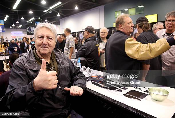 Guitarist Allan Holdsworth attends the 2017 NAMM Show at the Anaheim Convention Center on January 20, 2017 in Anaheim, California.