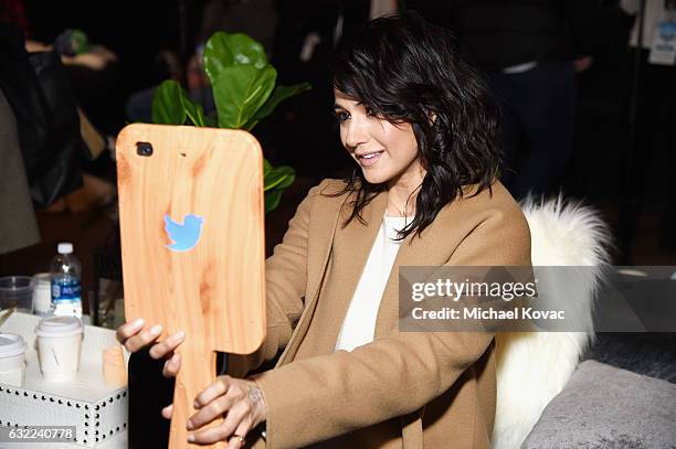 Actress Emmanuelle Chriqui attends Park City Live Presents The Hub Featuring The Marie Claire Studio and the 4K ULTRA HD Showcase Brought to You by...