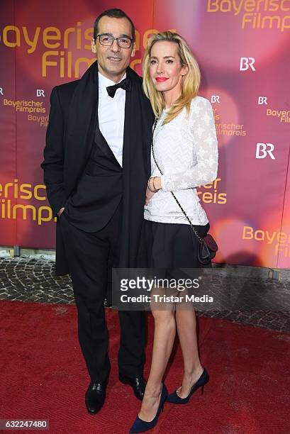 Erol Sander and his wife Caroline Godet attend the Bayerischer Filmpreis 2017 at Prinzregententheater on January 20, 2017 in Munich, Germany.
