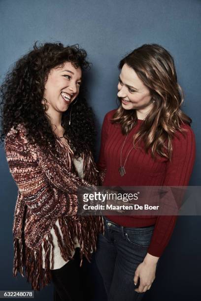 Actresses Gabrielle Elyse and Mary Nepi from the film "Snatchers" poses in the Getty Images Portrait Studio presented by DIRECTV during the 2017...