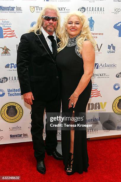 Duane 'Dog the Bounty Hunter" Chapman and Beth Chapman attend the Vettys Presidential Inaugural Ball at Hay-Adams Hotel on January 20, 2017 in...