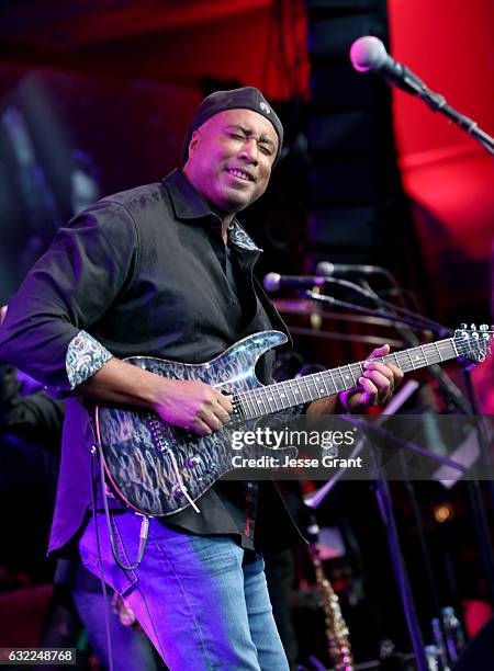 Guitarist Bernie Williams performs onstage during the 2017 NAMM Show at the Anaheim Convention Center on January 20, 2017 in Anaheim, California.