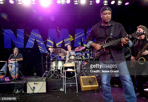 Guitarist Bernie Williams performs onstage during the 2017 NAMM Show at the Anaheim Convention Center on January 20, 2017 in Anaheim, California.