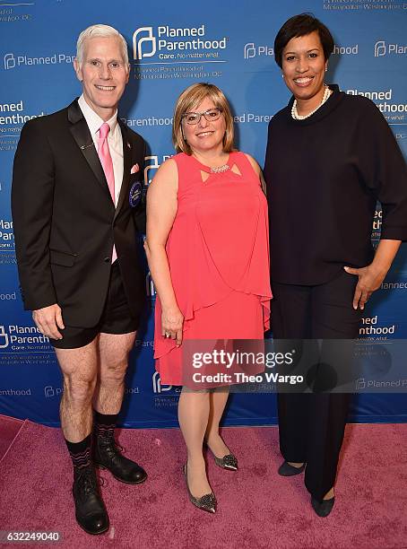 Glen "Mike Hot Pants" Pannell, Dr. Laura Meyers and Muriel Bowser attend Planned Parenthood's "The Pink Ball" on January 20, 2017 in Washington, DC.
