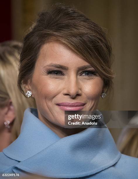 Melania Trump, the wife of President Donald Trump, leaves the Presidents Room of the Senate, at the Capitol in Washington, USA on January 20, 2017.
