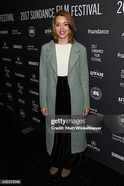 Actress Aubrey Plaza attends the "Ingrid Goes West" premiere during day 2 of the 2017 Sundance Film Festival at Library Center Theater on January 20,...