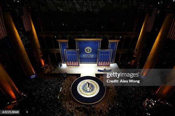 President Donald Trump and his wife First Lady Melania Trump dance during A Salute To Our Armed Services Inaugural Ball at the National Building...