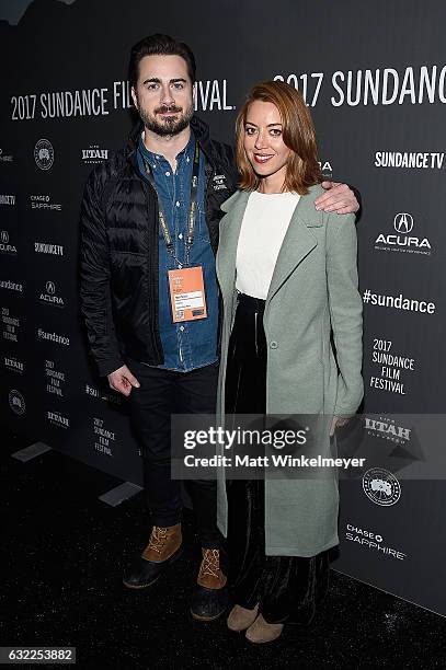 Director Matt Spicer and actress Aubrey Plaza attend the "Ingrid Goes West" premiere during day 2 of the 2017 Sundance Film Festival at Library...