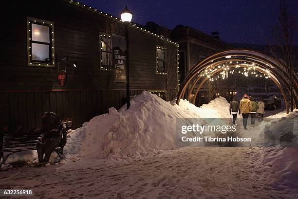 View of mainstreet at night during the 2017 Sundance Film Festival on January 20, 2017 in Park City, Utah.