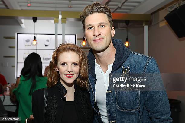 Ashley Bell and guest at the 'Novitiate' party in the Stella Artois Filmmaker Lounge during the Sundance Film Festival on January 20, 2017 in Park...