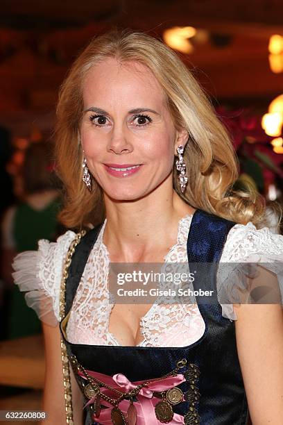 Nadja zu Schaumburg-Lippe wearing jewelry by Thomas Jirgens, Juwelenschmiede during the Weisswurstparty at Hotel Stanglwirt on January 20, 2017 in...