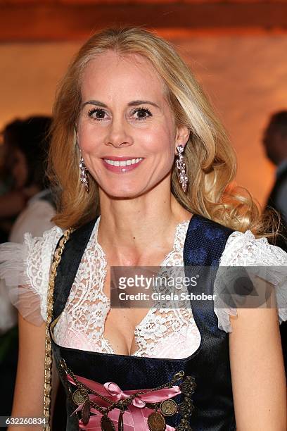 Nadja zu Schaumburg-Lippe wearing jewelry by Thomas Jirgens, Juwelenschmiede during the Weisswurstparty at Hotel Stanglwirt on January 20, 2017 in...