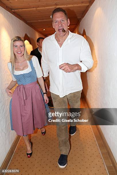 Ralf Moeller and Justine during the Weisswurstparty at Hotel Stanglwirt on January 20, 2017 in Going near Kitzbuehel, Austria.