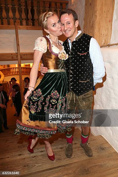 Dr. Barbara Sturm and her husband Adam Waldman during the Weisswurstparty at Hotel Stanglwirt on January 20, 2017 in Going near Kitzbuehel, Austria.