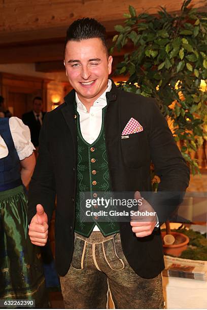 Andreas Gabalier during the Weisswurstparty at Hotel Stanglwirt on January 20, 2017 in Going near Kitzbuehel, Austria.