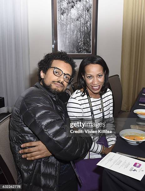 Producers Julius Pryor IV and Leah Thomas attend the Private Dinner Hosted by BET Networks and Liquid Soul at Waldorf Astoria Park City on January...