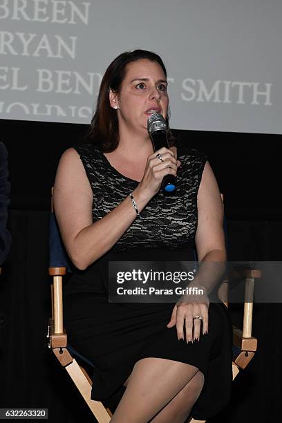 Actress Katie Kneeland speaks onstage at "The Founder" Atlanta Premiere at Landmark Midtown Art Cinema on January 20, 2017 in Atlanta, Georgia.