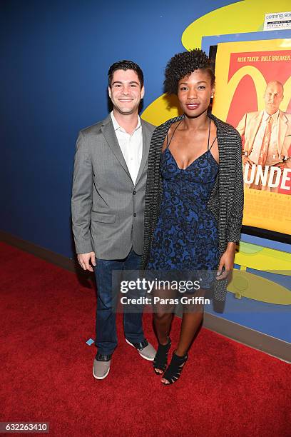 Adam Rosenberg and Jiya Evans attend "The Founder" Atlanta Premiere at Landmark Midtown Art Cinema on January 20, 2017 in Atlanta, Georgia.