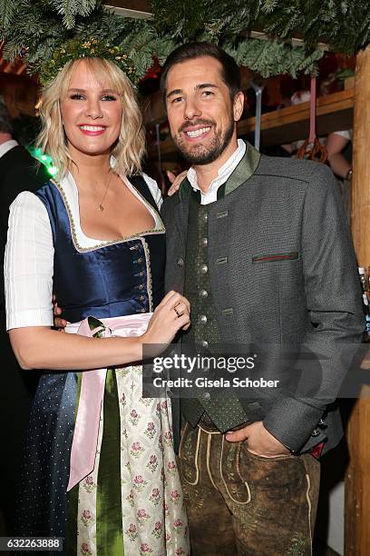 Monica Ivancan and her husband Christian Meier during the Weisswurstparty at Hotel Stanglwirt on January 20, 2017 in Going near Kitzbuehel, Austria.