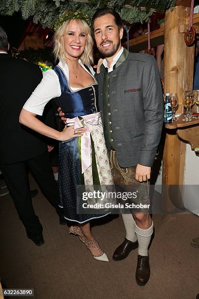 Monica Ivancan and her husband Christian Meier during the Weisswurstparty at Hotel Stanglwirt on January 20, 2017 in Going near Kitzbuehel, Austria.