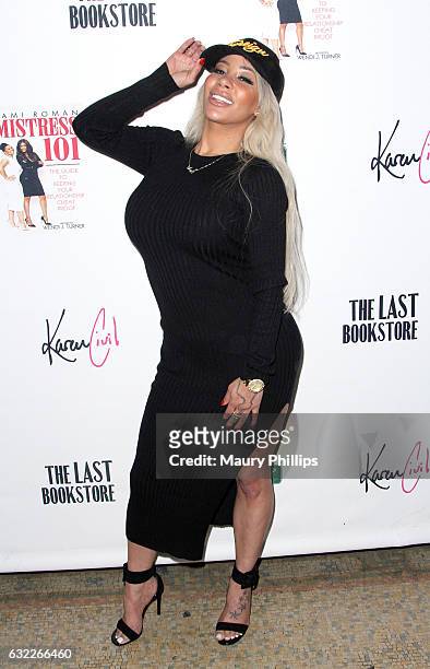 Personality Hazel E attends Tami Roman book signing for "Mistress 101" at The Last Bookstore on January 20, 2017 in Los Angeles, California.