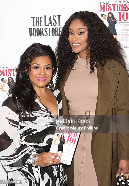 Wendi J. Turner and tv personality Tami Roman attend Tami Roman book signing for "Mistress 101" at The Last Bookstore on January 20, 2017 in Los...