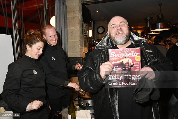Chefs and Olivier Malnuit editor chief of Grand Seigneur attend the Apero Tartiflette Party Hosted by Grand Seigneur Magazine at Bistrot Marguerite...