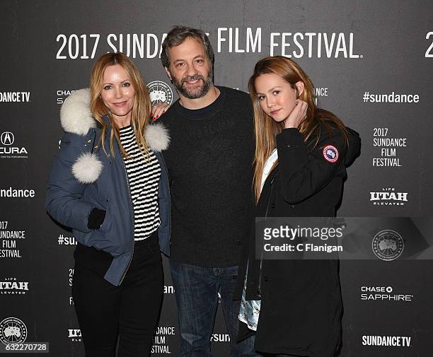 Leslie Mann, Judd Apatow and Iris Apatow attend the 'The Big Sick' premiere during day 2 of the 2017 Sundance Film Festival at Eccles Center Theatre...
