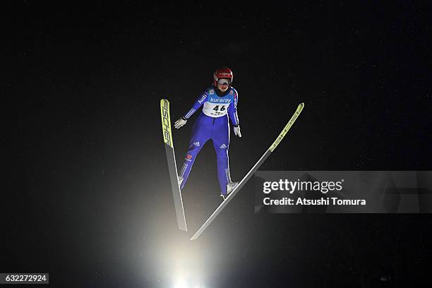 Carina Vogt of Germany competes in Ladies' HS106 during the FIS Ski Jumping World Cup Ladies 2017 In Zao at Zao Jump Stadium on January 21, 2017 in...