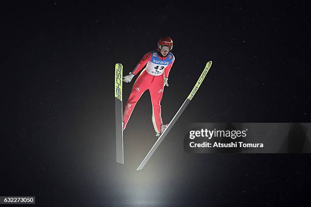 Svenja Wuerth of Germany competes in Ladies' HS106 during the FIS Ski Jumping World Cup Ladies 2017 In Zao at Zao Jump Stadium on January 21, 2017 in...