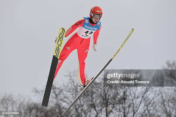 Svenja Wuerth of Germany competes in Ladies' HS106 during the FIS Ski Jumping World Cup Ladies 2017 In Zao at Zao Jump Stadium on January 21, 2017 in...