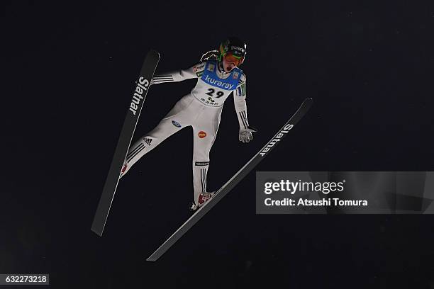 Nika Kriznar of Slovenia competes in Ladies' HS106 during the FIS Ski Jumping World Cup Ladies 2017 In Zao at Zao Jump Stadium on January 21, 2017 in...