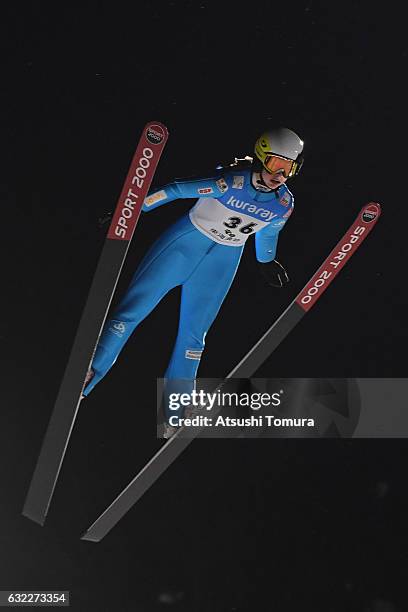 Lucile Morat of France competes in Ladies' HS106 during the FIS Ski Jumping World Cup Ladies 2017 In Zao at Zao Jump Stadium on January 21, 2017 in...