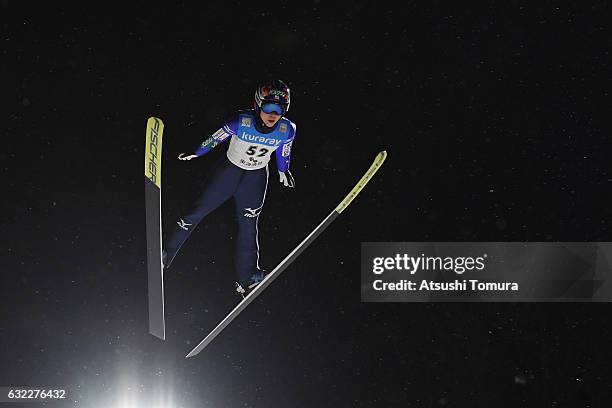 Yuki Ito of Japan competes in Ladies' HS106 during the FIS Ski Jumping World Cup Ladies 2017 In Zao at Zao Jump Stadium on January 21, 2017 in...