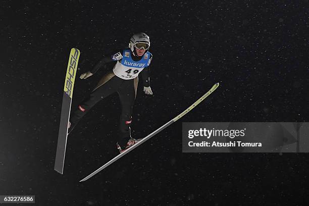 Daniela Iraschko-Stolz of Austria competes in Ladies' HS106 during the FIS Ski Jumping World Cup Ladies 2017 In Zao at Zao Jump Stadium on January...